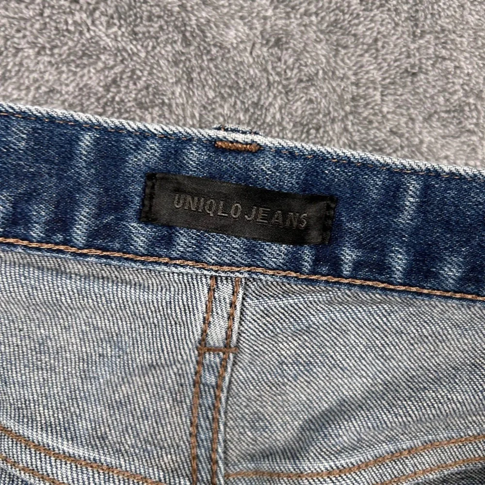 Uniqlo Jeans Japanese Selvedge Denim Kaihara Slim Straight Low Rise Men 35x27